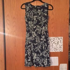 Navy Floral A-Line Dress